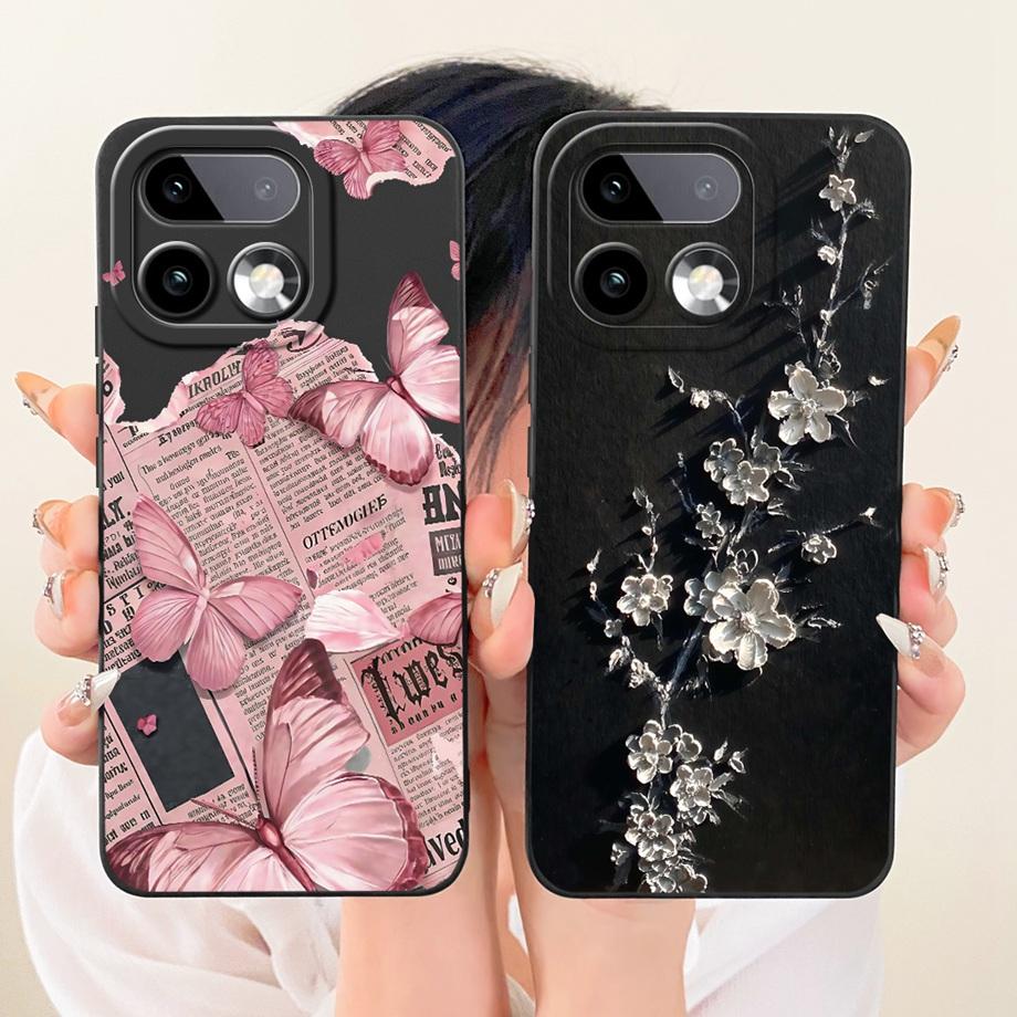 Měkké silikonové pouzdro TPU pro Realme 16 Pro Pro+ Telefonní pouzdro Vintage Hvězdná Třešňový Mašle Tisk Sedmikráska Nárazník Pro Realme16 Nárazuvzdorné
