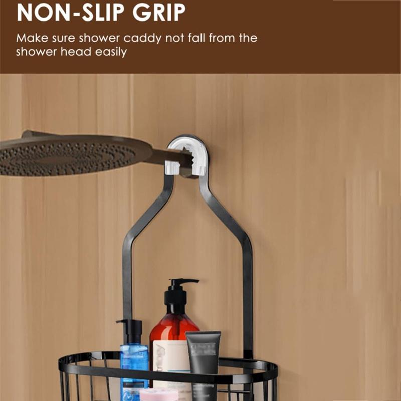 1pc 3 Layers Bath Supplies&shower Head Wall Mounted Storage Rack, Equipped with Suction Cups and hooks,Shower Organizer Rack for Home&dormitory.