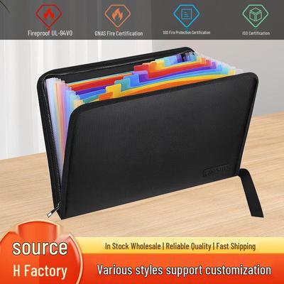 Waterproof Fireproof Accordion Document Organizer Bag, Multi-functional 12-Pocket Portable Storage for Business Use