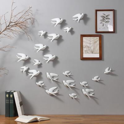 3D Weiße Keramikvögel Wanddeko – Moderne Hängende Wandmalerei für Wohnzimmer- & Heimdekoration
