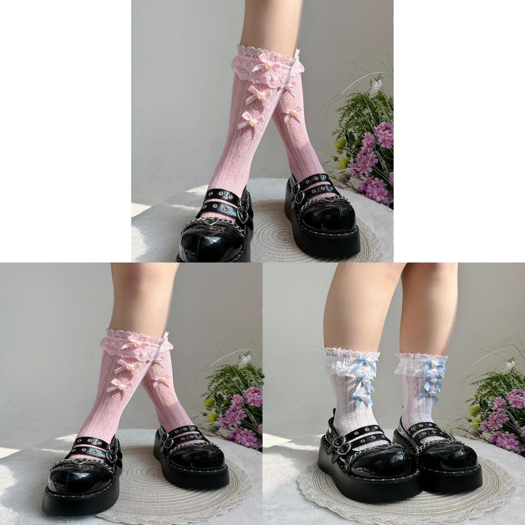 Cotton Lace Bow Ankle Socks For Girls With Nonslip And Sweat Absorption Features
