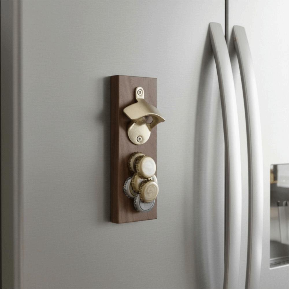 Wooden Magnetic Bottle Opener Rustic Style Rectangular Wall Mounted Bottle Opener Vintage Fridge Magnet Bottle Opener Kitchen