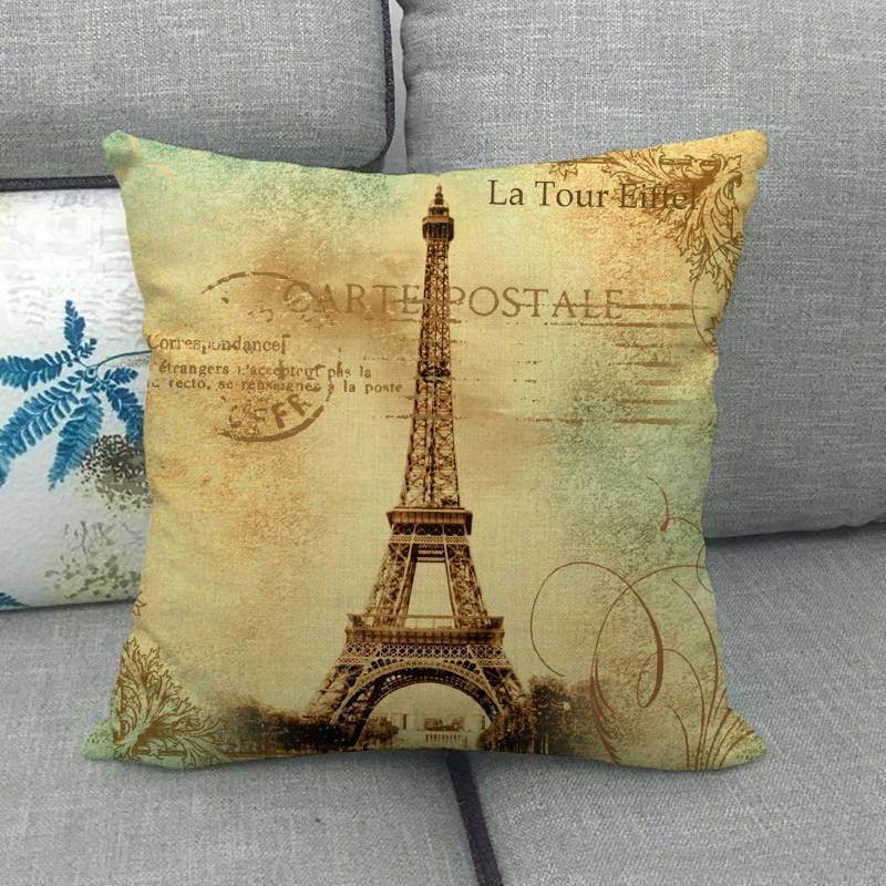 London, Paris Tower, Uk Digital Printing Short Plush Pillow Covers Decorative For Car Sofa Office Cushion Cover Home Goods