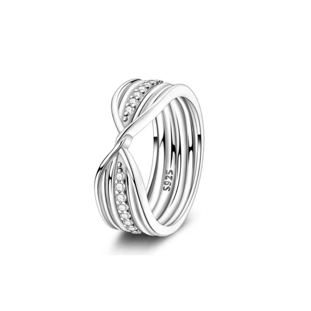European New 925 Silver Size 6, 7, 8, 9 Heart-Shaped Flower Shaped Ring Suitable for Wedding Parties Women's Exquisite Luxury