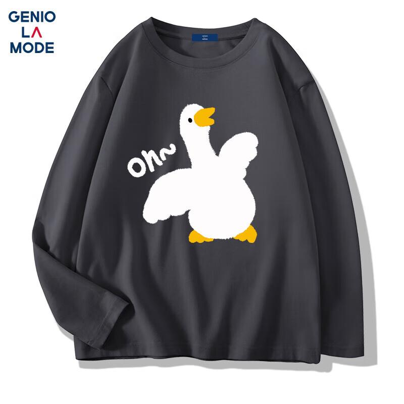 GENIOLAMODE Men s Pure Cotton Loose Long-Sleeve T-Shirt XL