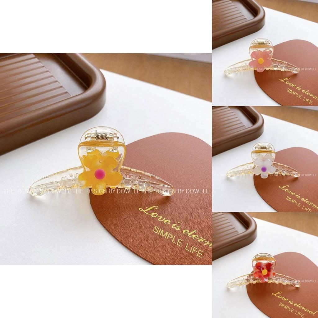 Beautiful Handcrafted Plastic Hair Claw With Colorful Flower Accents For Stylish Girls