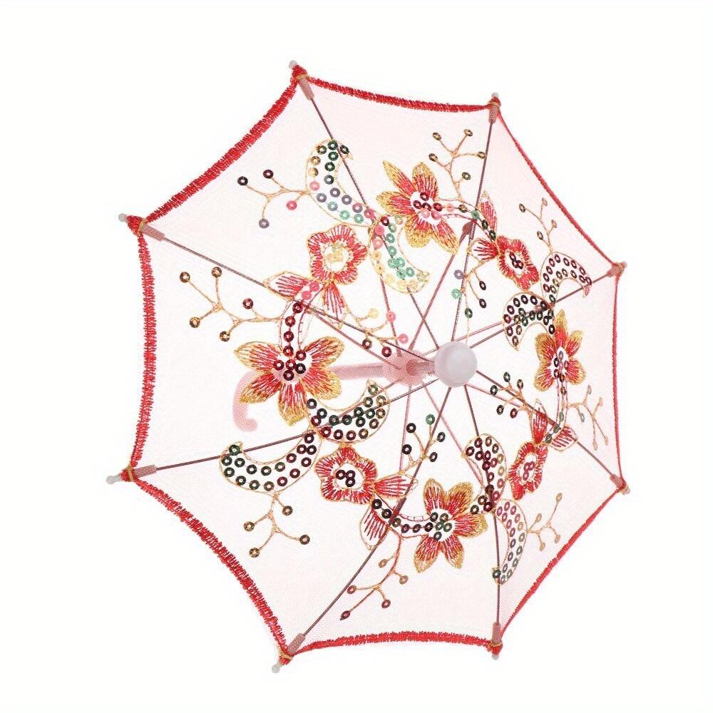 1pc New Lace Embroidered Sunshade Umbrella Rain Gear for Handmade Doll Accessories Kids Birthday Gift