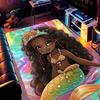 Cartoon Mermaid Print Mat Set, 8mm Thick Non-Slip Machine Washable Rug for Bathroom Kitchen Living Room Bedroom Indoor Decor