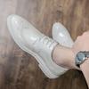 Fashion Luxury Brand Oxford Shoes Thick Soled Formal White Groom's Wedding Leather Shoes Low Heel Lace Up Loafers Pointed Derby Shoes