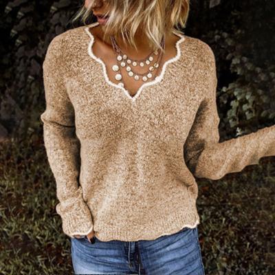 Dames Trui Lange Mouw Losse Pasvorm V-Hals Gebreide Trui Dames Casual Jumper Pullover