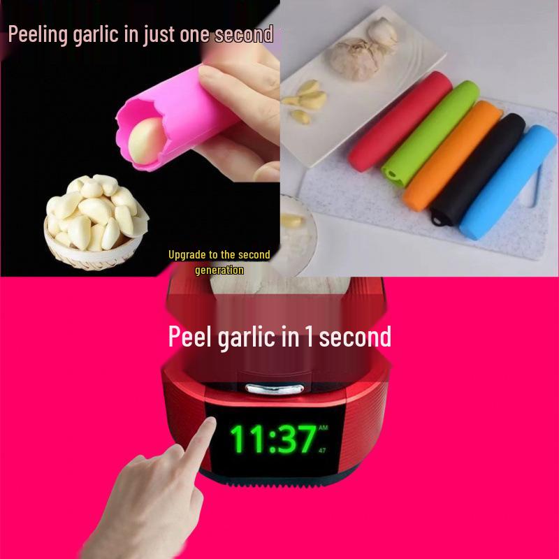2025 Силиконовая чеснокодавилка и инструмент для пюрирования: Кухонная чеснокочистка и пресс 1 piece Garlic Peeler Tool
