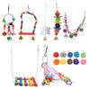 17 Packs Bird Toys Sepak Takraw Hanging Chain Swing Bell String Set for Small and Medium Parrots
