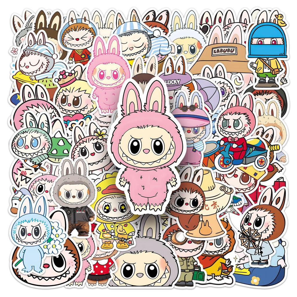 50 Labubu Graffiti Matrica: Aranyos rajzfilm dekorációk telefontokokhoz és vizespoharakhoz