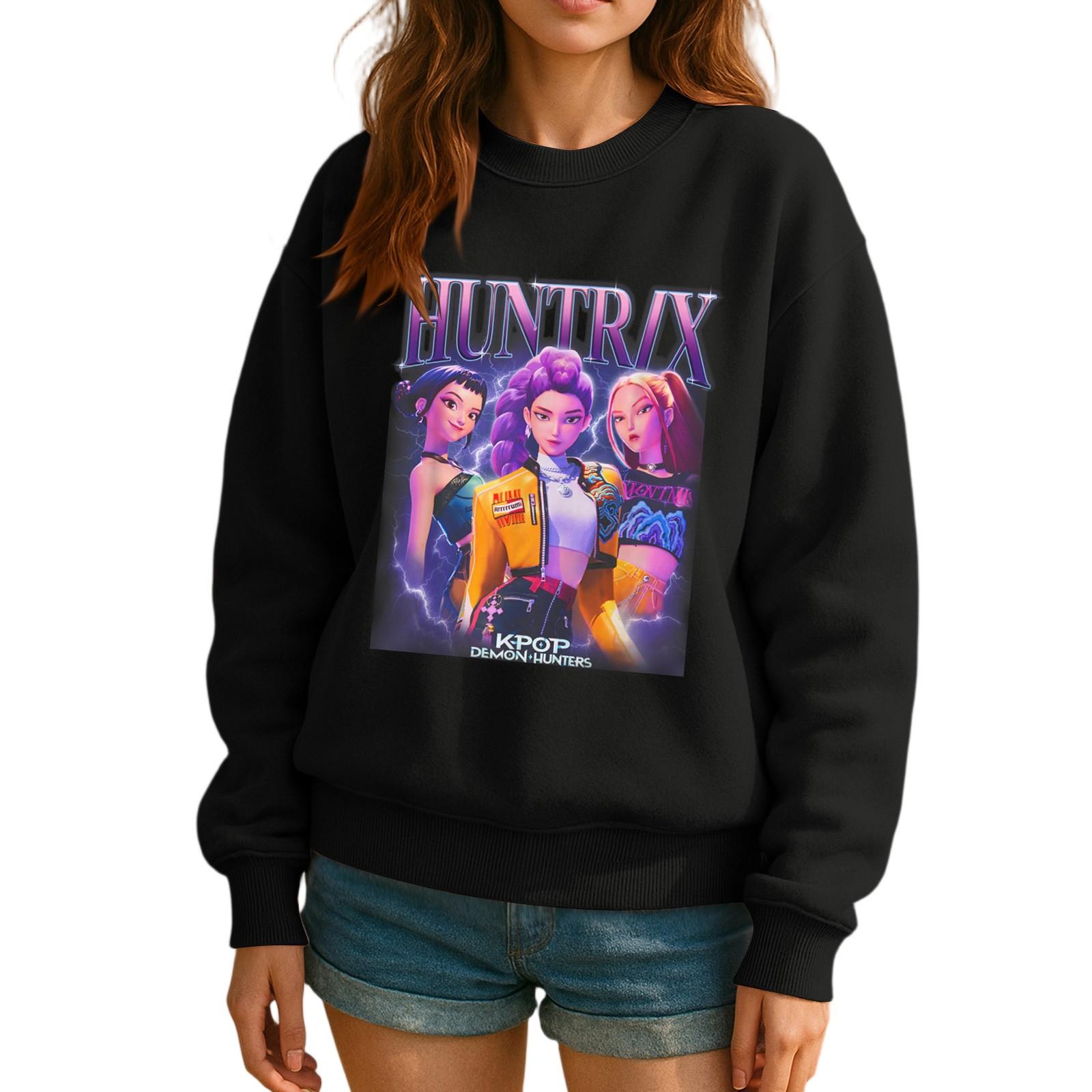 

Толстовка с круглым вырезом для женщин, осенние графические толстовки для отпуска с длинным рукавом и заниженной линией плеч L чёрный