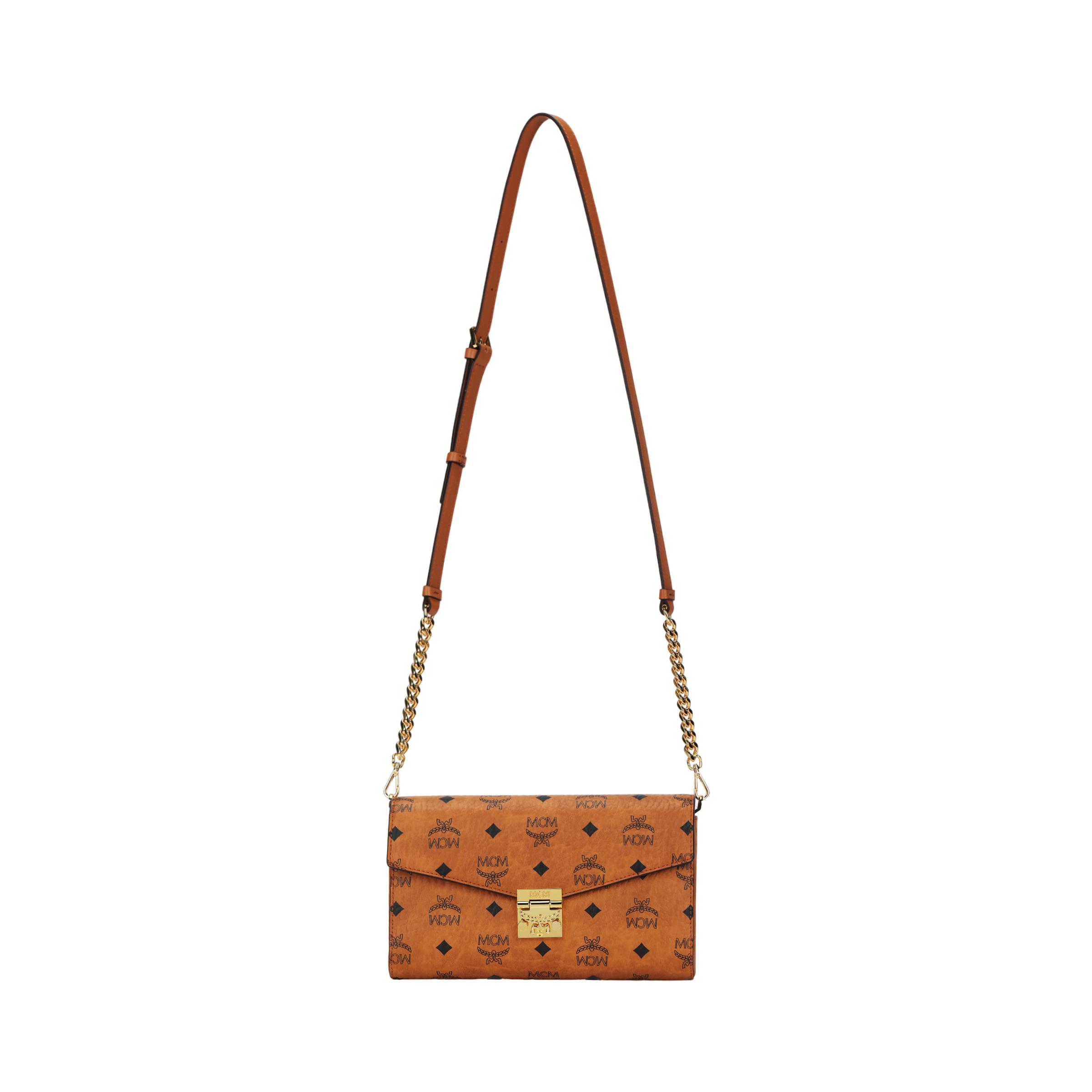 

New MCM Millie Visetos Canvas With Leather Crossbody Bags Medium Women s Brown Cognac MWRAAME01CO001 23.6*5.1*13.5CM