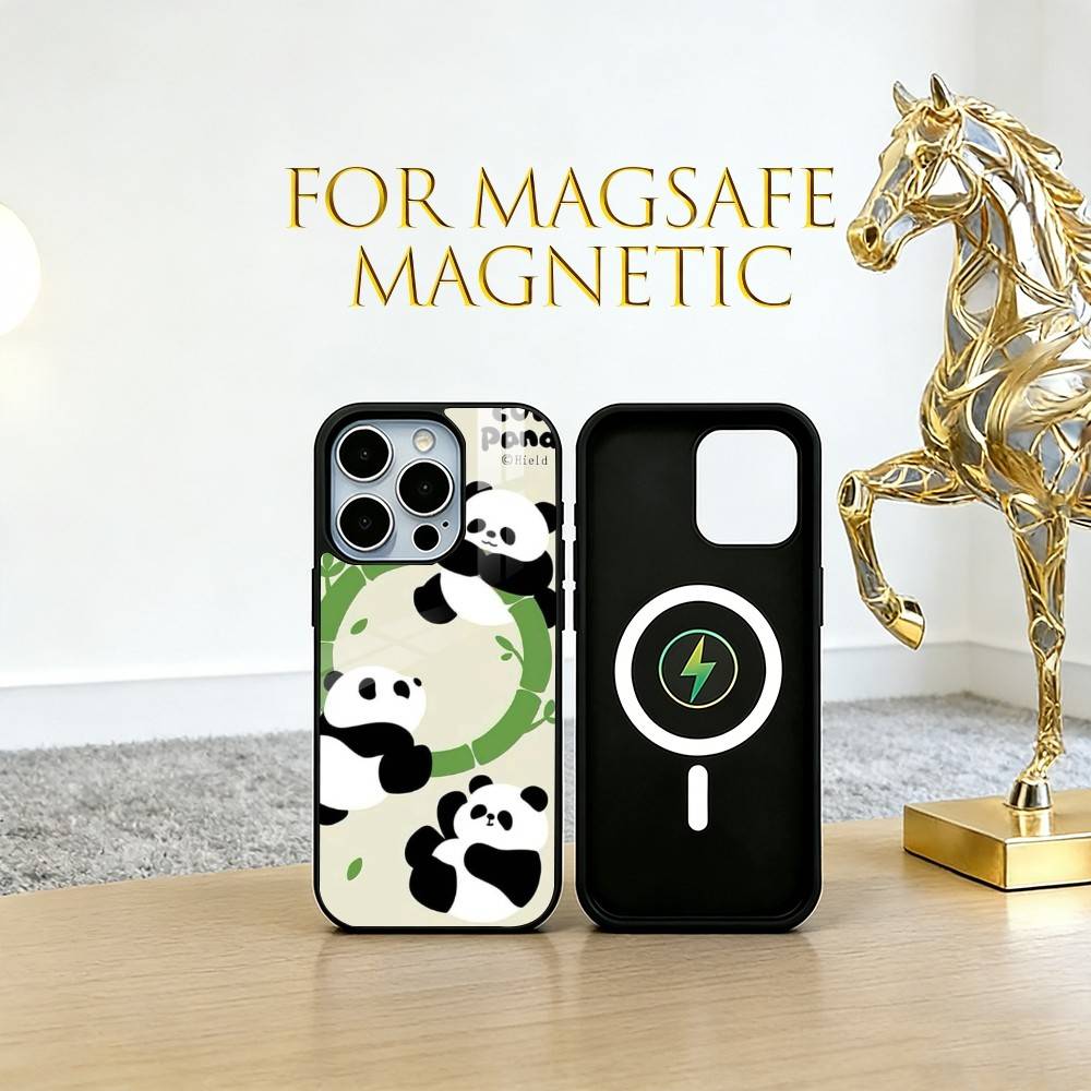 panda Phone Case For iPhone17,16,15,14,13,12,11 Plus,Pro Magnetic with Magsafe Wireless Charging