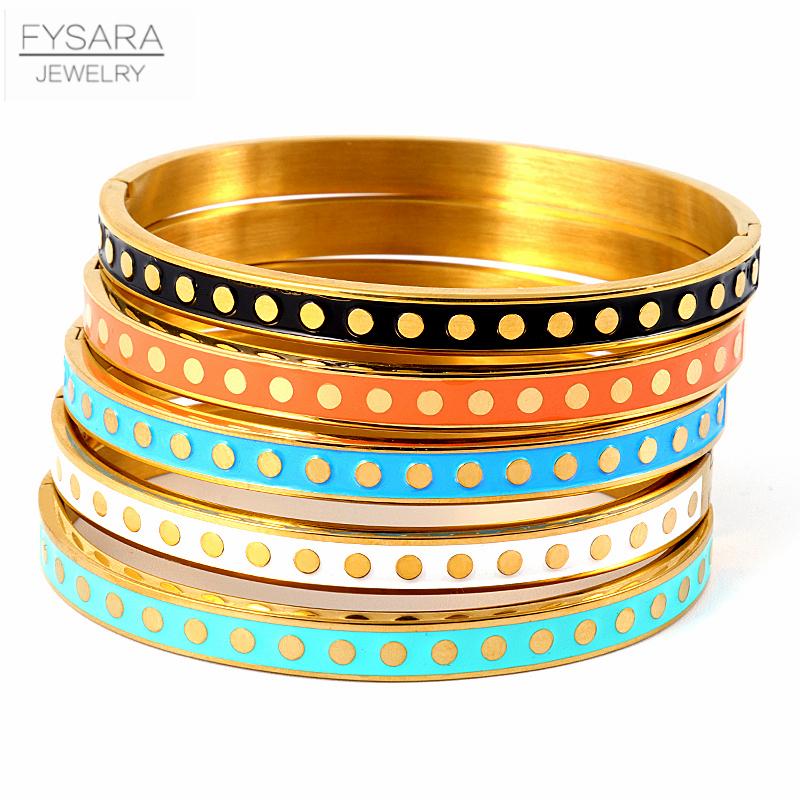 Bracciali e Braccialetti Colorati Smaltati a Pois per Donna Braccialetti Rotondi Colore Oro Braccialetti in Acciaio Inossidabile Matrimonio