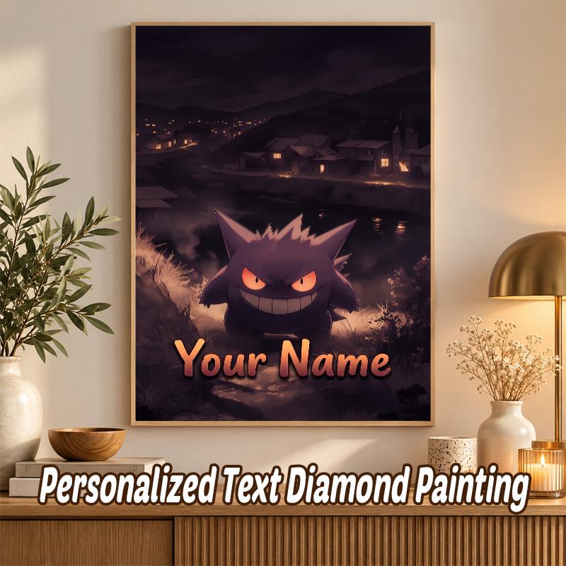 Gengar Custom Name Diamond Painting Personalized 5D Full Drill DIY Diamond Art Home Decor