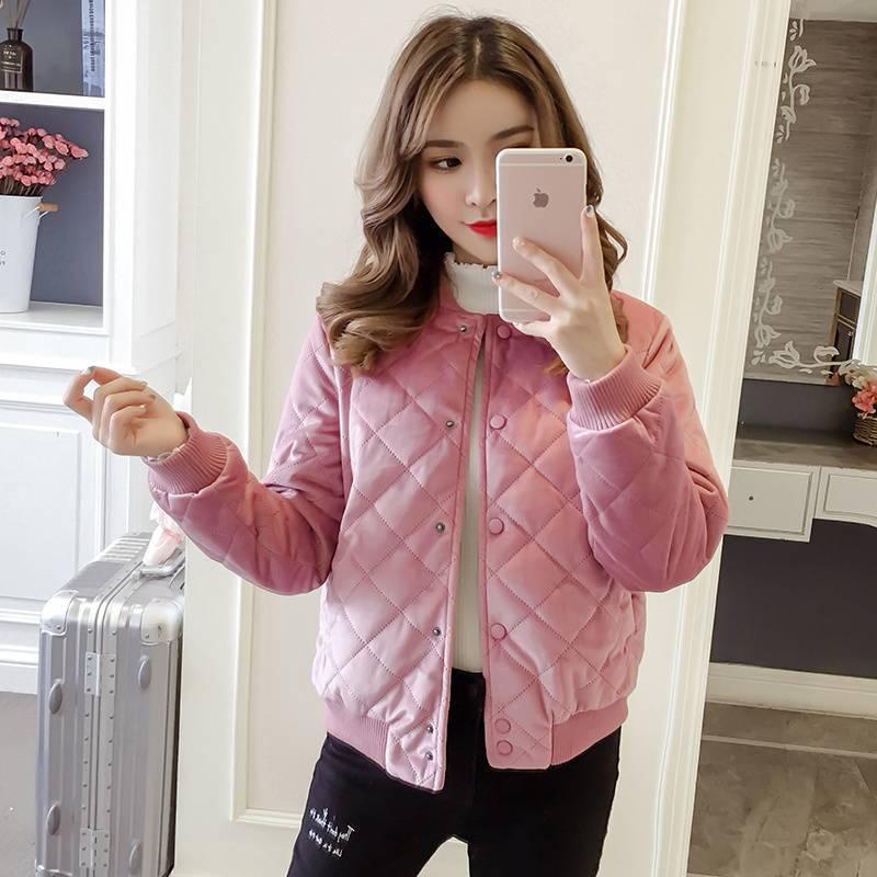 Damen Gold Samt Gesteppter Baumwollmantel - 2025 Herbst/Winter, Slim Fit, Dick, Warm