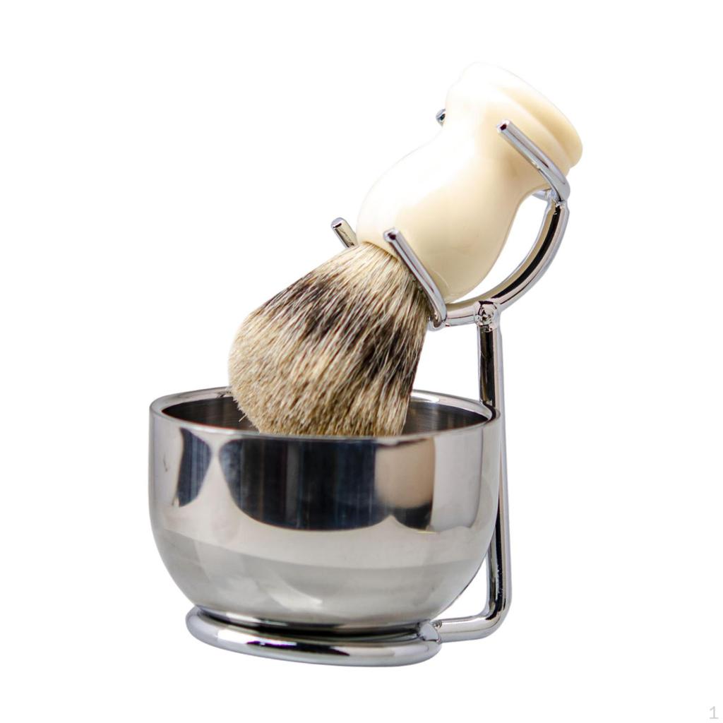 3 in 1 Rasierset Herren Pinselhalter Universelle Edelstahlschale und Ständer Set Aufbewahrung