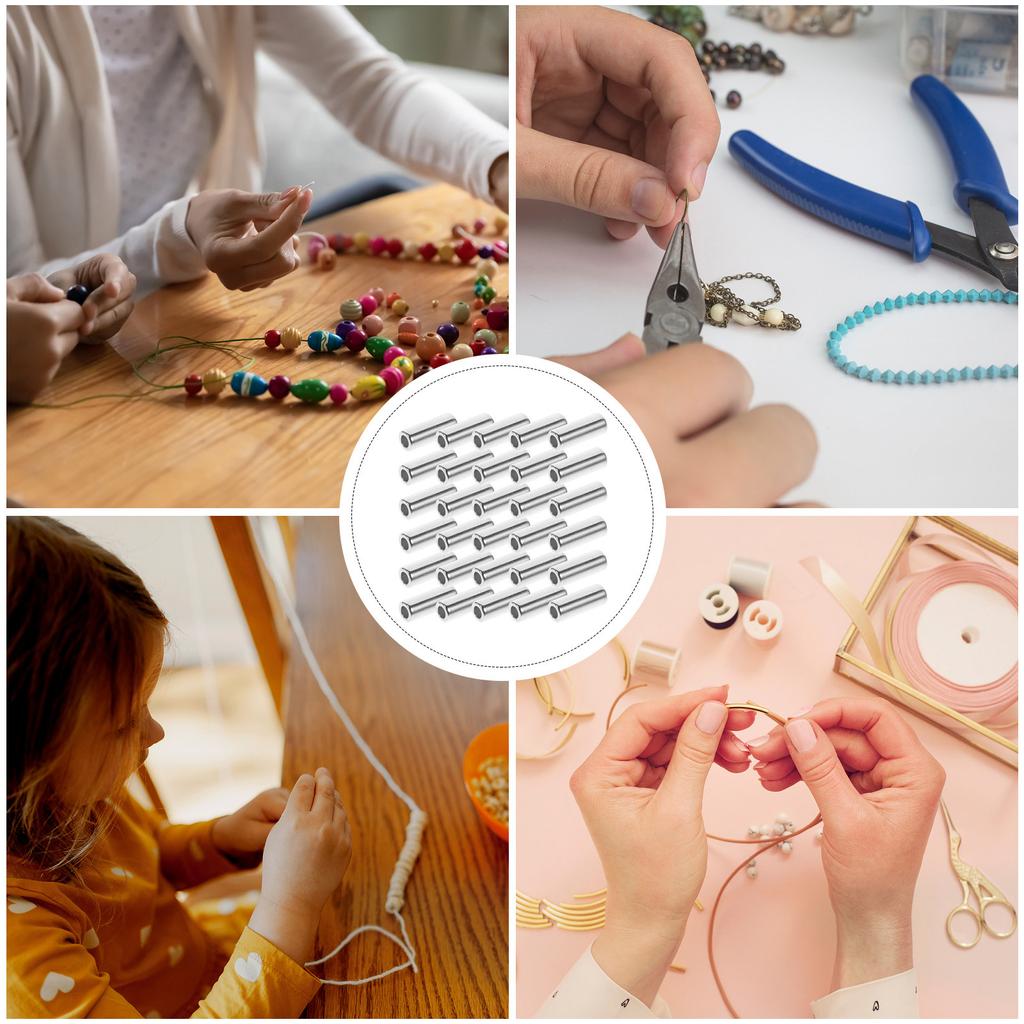30 Stück Metall Seil Kordelstopper Röhrchen Perlen Legierung Zylinder Kordelstopper für Kordelzug Pullover Hüte Pflanzen Korb Lanyard DIY Makramee