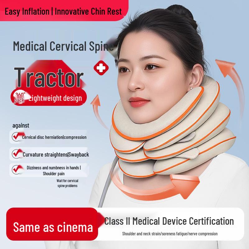 Inflatable Neck Brace Cervical Traction Device - Home Use Correction and Support Collar