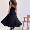 Summer 2025 European & American Women's Elegant Cowl Neck Backless Sexy Slimming Dress