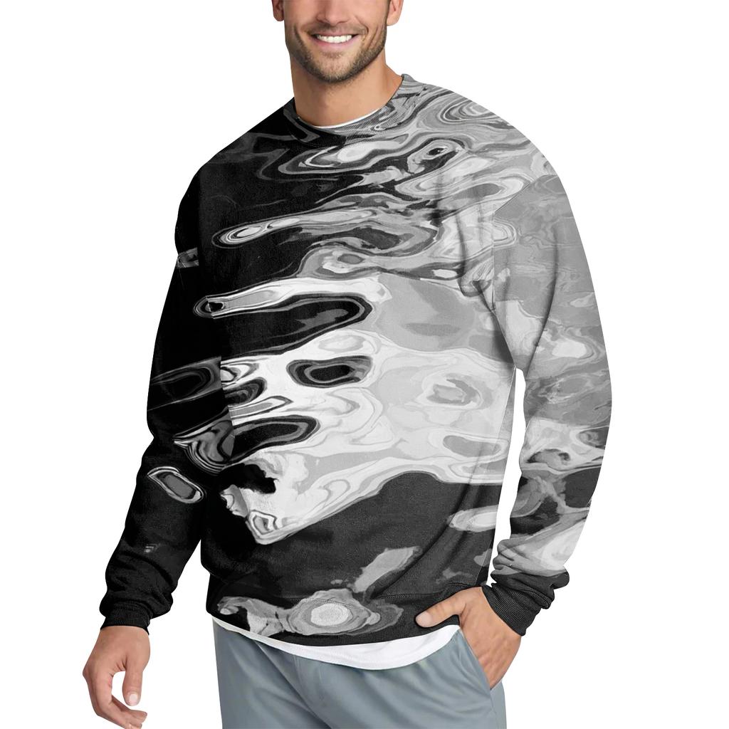 Men's Casual Fashion Printed Round Neck Pullover Sweatshirt