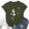 Ladies' Loose Comfortable Casual Fashionable Plant Flower Printed Round Neck Short Sleeved Shirt