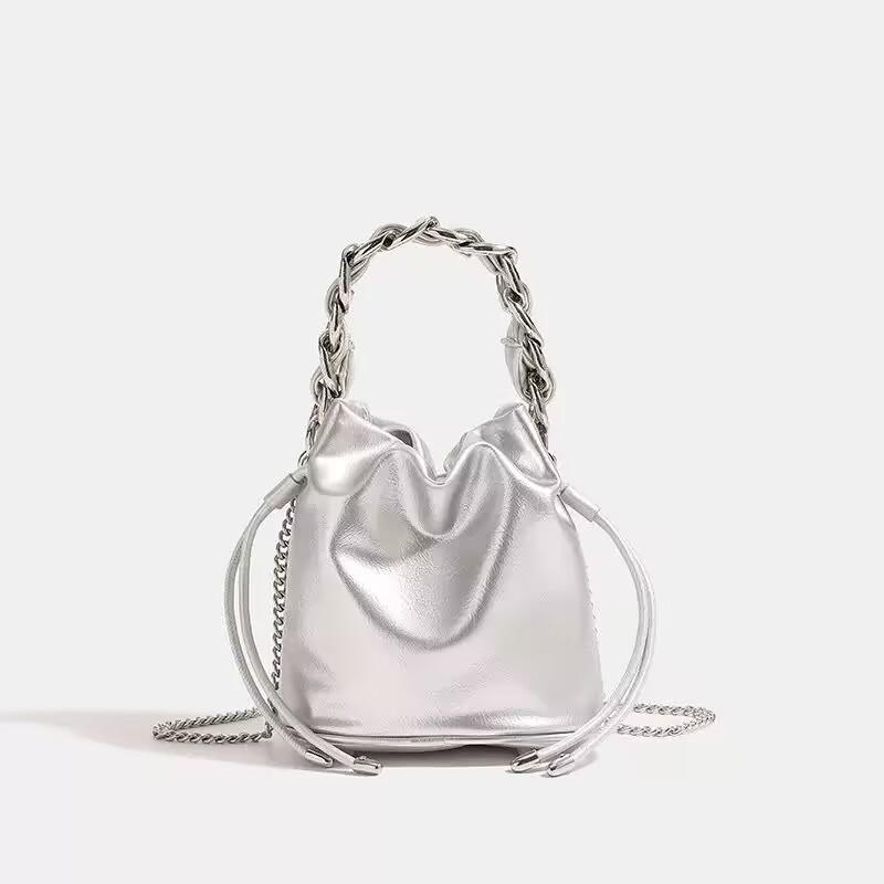 

2025 Luxury Designer Bucket Bag Fashionable Versatile Woven Chain Strap Crossbody Bag New Fashion Twists Shape Handle Handbags
