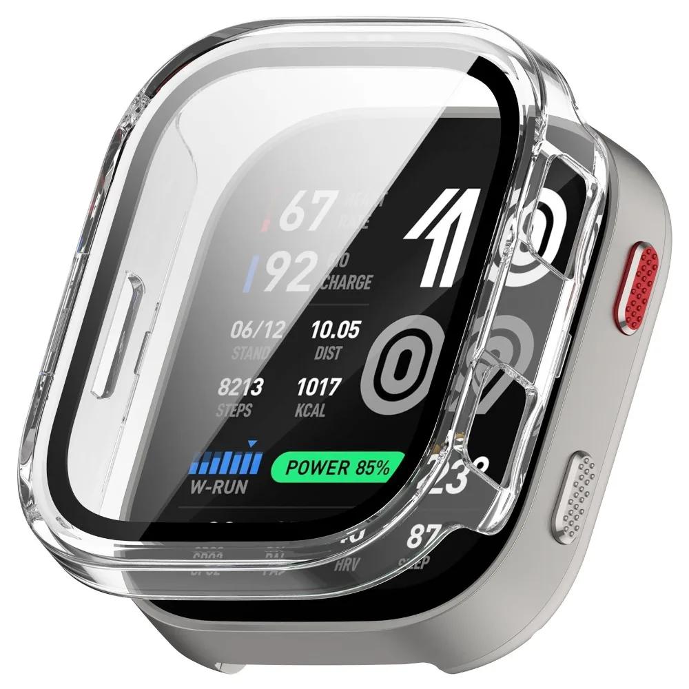 Закаленное Стекло+Чехол для Amazfit BIP Max Защита Экрана Антицарапина Бампер Защитный PC Чехол для Amazfit Bip Max Аксессуары Amazfit Bip Max прозрачный