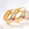 Vintage Gorgeous Synthetic Ruby Golden Plated Hoop Earrings for Women Elegant Jewelry Accessories Gifts Fit for Banquet Wearing