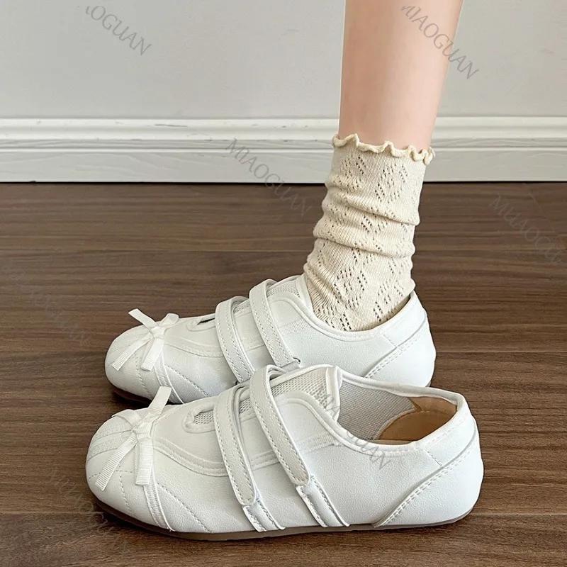Fashion Shoes for Woman Flats Soft Sole Bow-Knot New Dress Spring Summer Ballerinas Women's Shoes Retro Butterfly Leisure Mary Jane Shoe