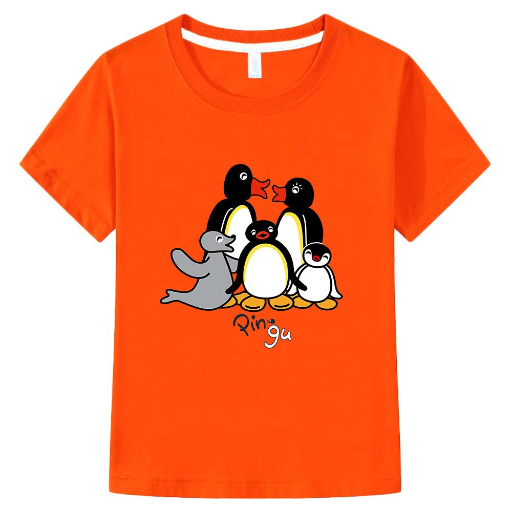 Pingu Summer 100% Cotton T-shirt Kawaii Boys Cartoon Print Girls Kids O-neck Clothing Sports Fashion Tops Manga Short Sleeves