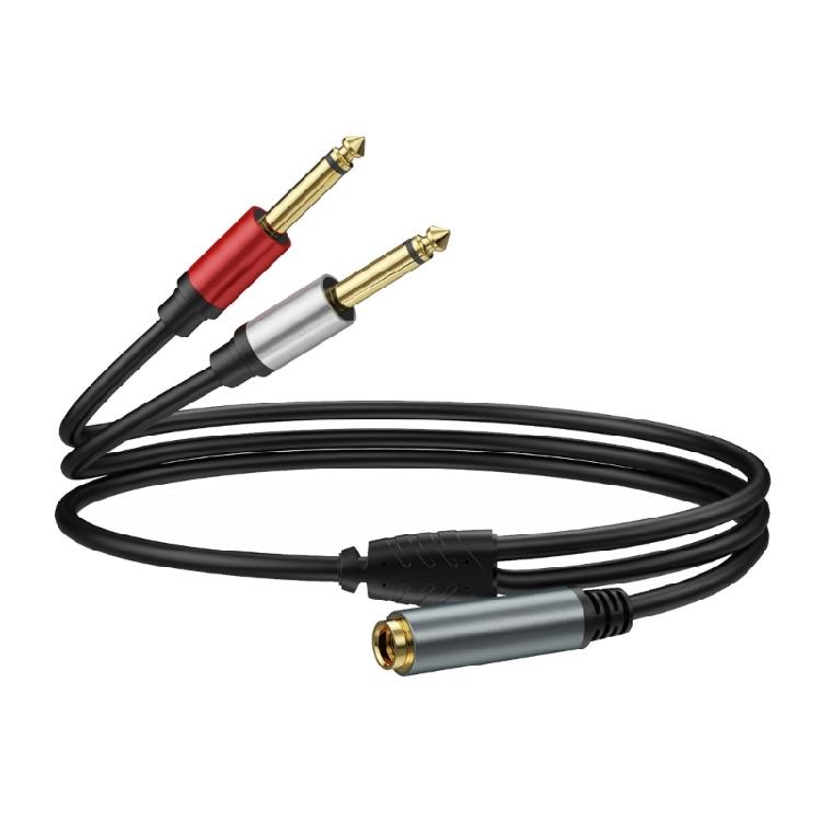Music Engineer Double 6.35mm Mono Male to Stereo Female Y Adapter Cable 1/4 Mono Male Y Splitter Cord Multiple Length