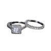 Luxury Silver Plated Square Diamond Ring Set for Couples Fashion Elegant Wedding Band
