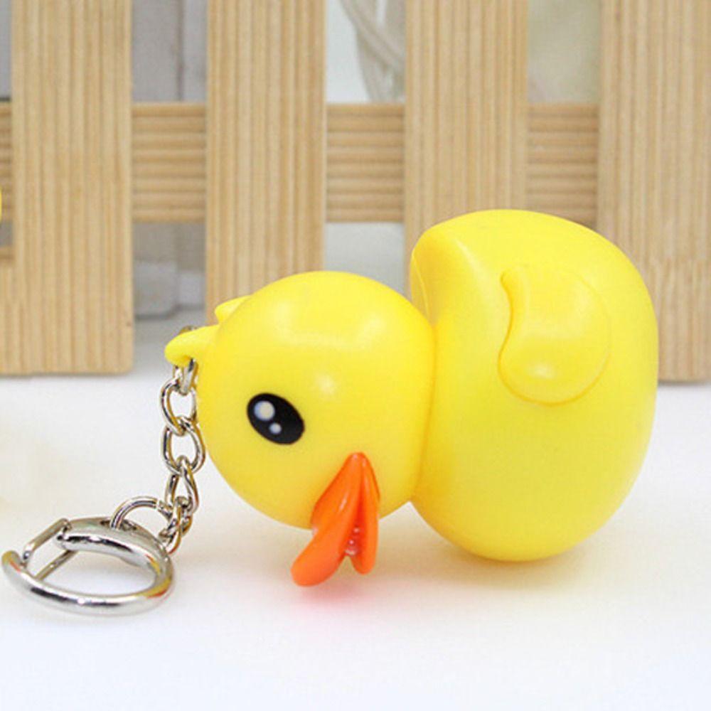 Animal Shape Sound Light Keychain Model Doll LED Duck Keyring  Children's Gifts