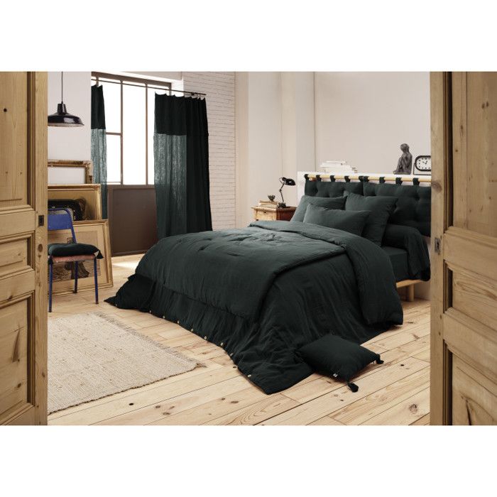 Edredon ou Bout de lit "Gaïa" toutes dimensions "Gaze de Coton" l'Effet Papillon - Gaia Sapin - 150 x 150 cm