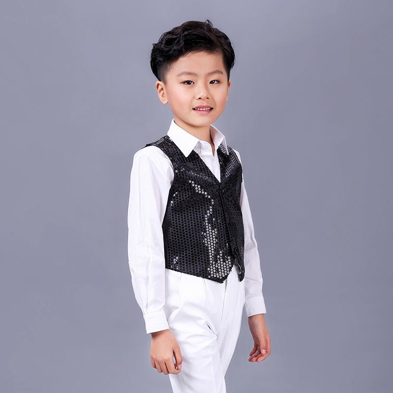 Children's Sequin Vest Dancewear: Jazz, Street, Catwalk Performance Costume for Girls and Boys