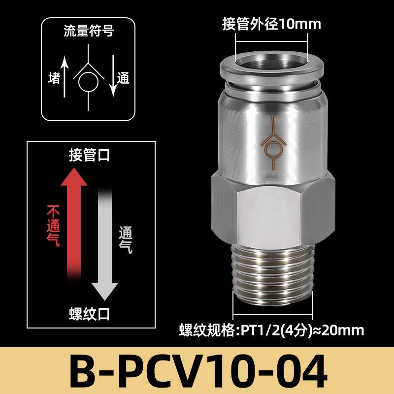 6 8 10 12 m Push in Connect 1/8“ 1/4" 3/8" 1/2" BSPT Male 304 Stainless Steel Pneumatic Air Non-return Check One Way Valve
