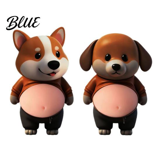 Silicone Bumper Protector 1 Pair 3D Elastic Belly Animal Sticker Anxiety Stress Relief Cartoon Safety Decal with Fat Tummy Pinch Anti-collision Dog