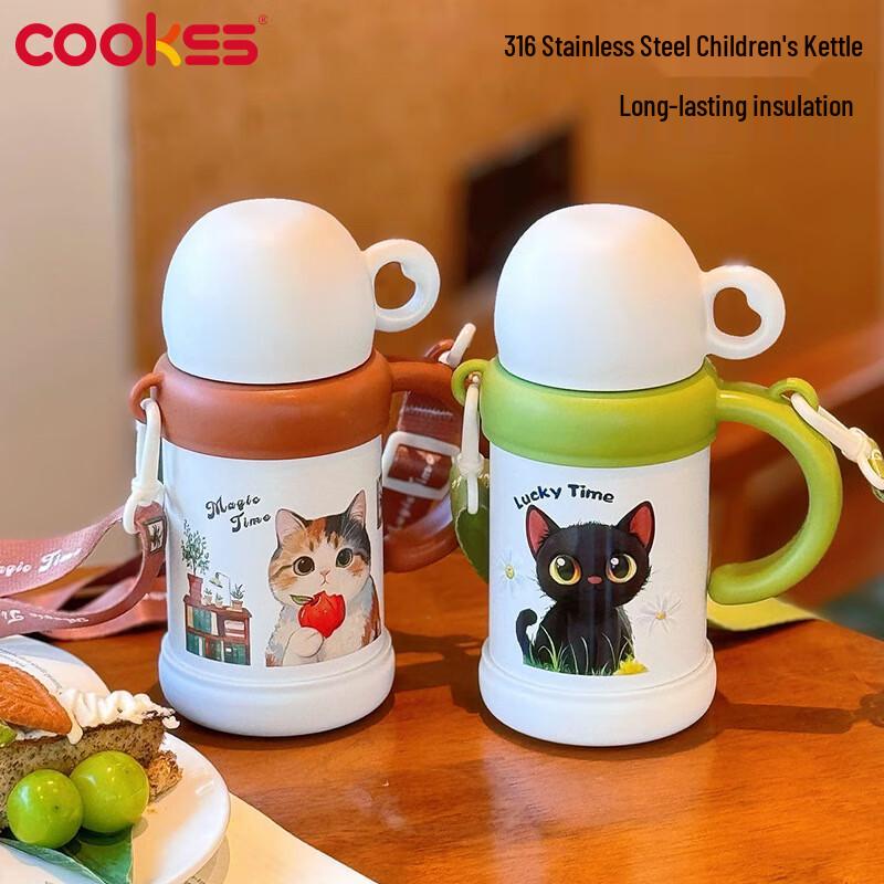COOKSS Kids 316 Stainless Steel Lucky Cat Thermal Straw Bottle