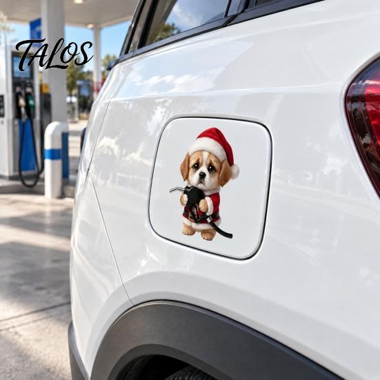 Cartoon Auto Body Decal 2Pcs Christmas Animal Fuel Tank Cover Sticker, Festive Car Cap Decal, Easy Apply Sticker Bear Dog Cat Rabbit Hedgehog Squirrel