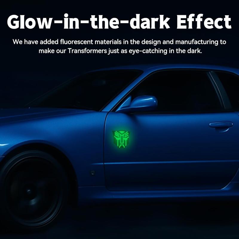 Auto Robot Metal Autobot Emblem for Car Glow-in-The-Dark Effect Auto Car Accessories Vehicle Decorative Silver