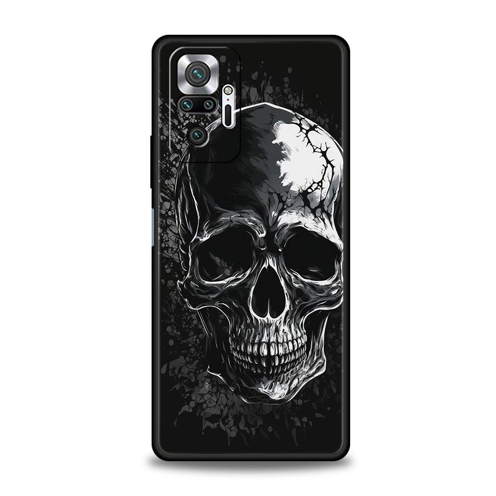 

Phone Case Cover for Redmi 14C 10C Note 15 14 13 12 10 11 Pro Plus K40 5G Soft TPU Shockproof Fundas Shell Terror Black Skull Redmi 13C
