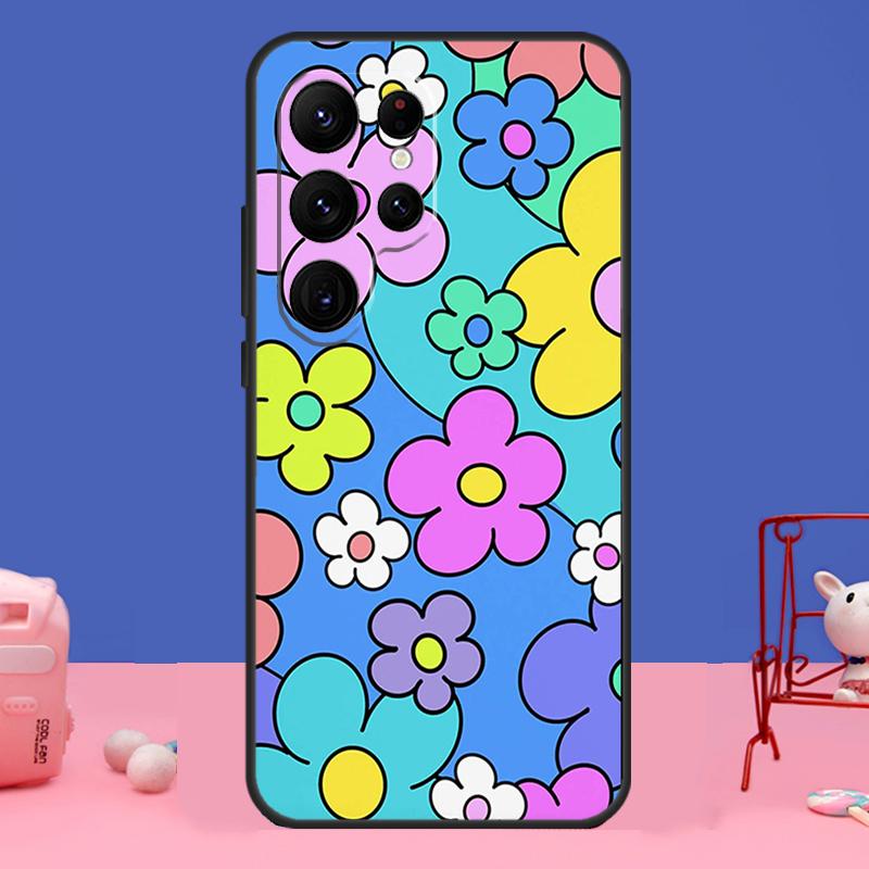 Groovy Flowers Hippie Bohemian Case For Samsung Galaxy S23 S22 S24 Ultra S8 S9 S10 Plus Note 10 20 Ultra S20 S21 FE Cover