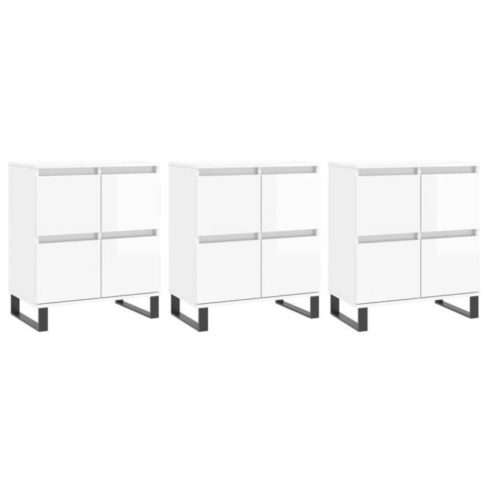 VidaXL Buffets 3 pcs blanc brillant bois d'ingénierie 3190207