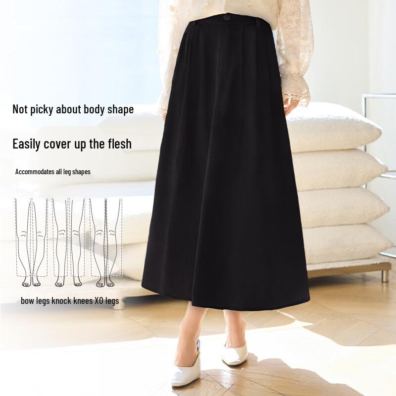 VICTORIA&VERA Women's A-Line Elastic Waist Pleated Midi Skirt