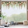 Window Sticker Rose Vine Design PVC Waterproof Wall Sticker No Glue Residue Versatile