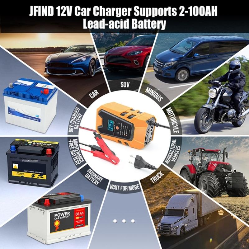 Car Battery Chargers,12V 6A Fully Automatic Battery Chargers Maintainer Trickle Chargers for Car Lead Acid Batteries